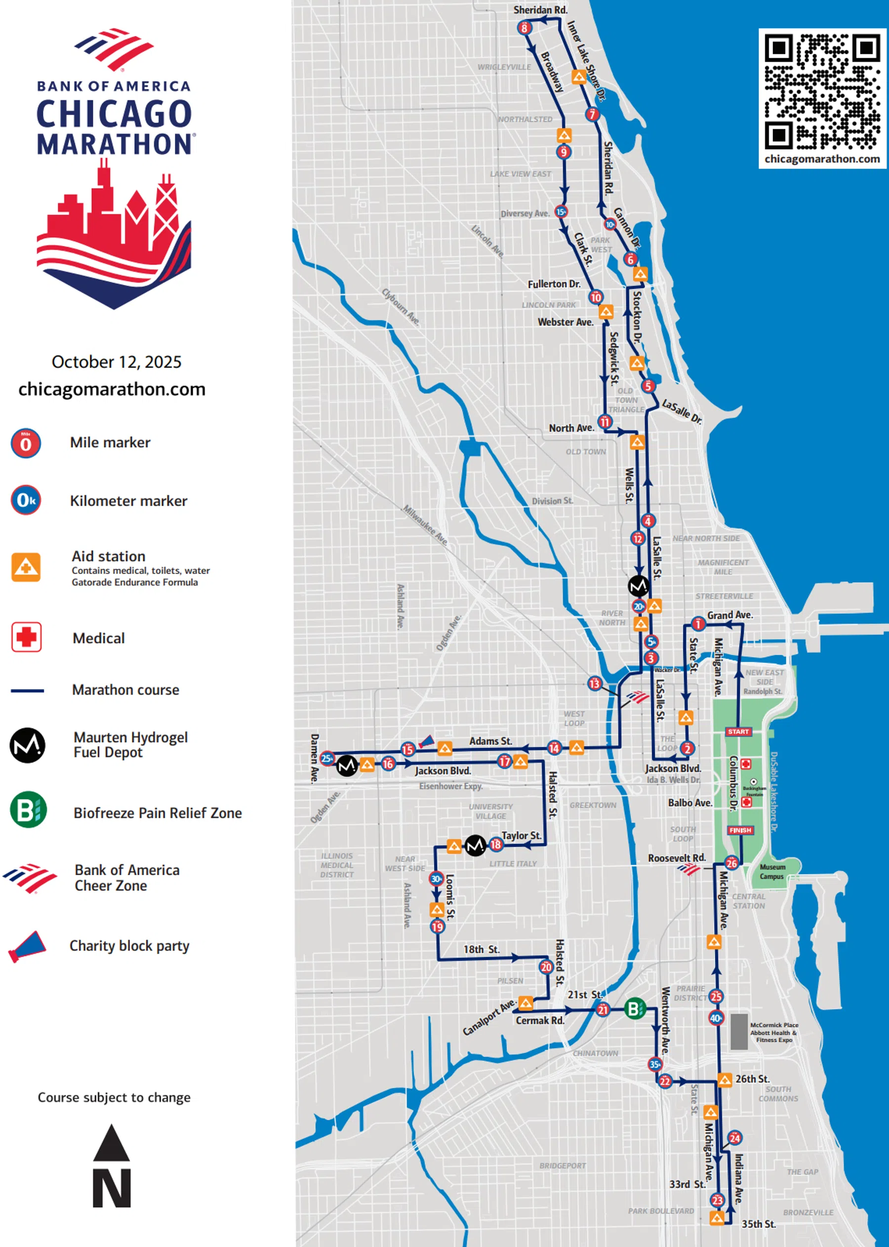 Parcours Chicago Marathon
